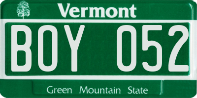 VT license plate BOY052