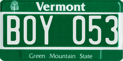 VT license plate BOY053