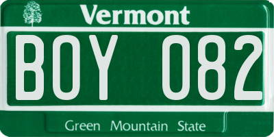 VT license plate BOY082