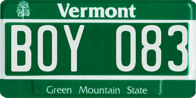 VT license plate BOY083