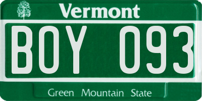 VT license plate BOY093