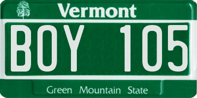 VT license plate BOY105