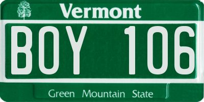 VT license plate BOY106