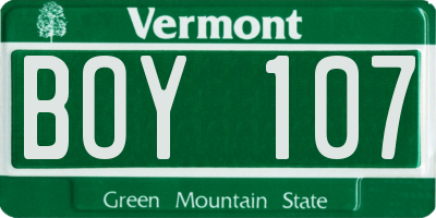 VT license plate BOY107
