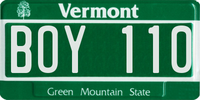 VT license plate BOY110