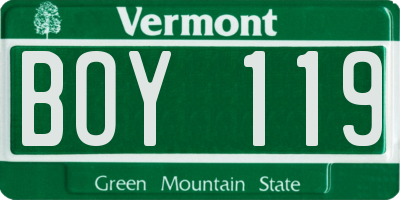 VT license plate BOY119