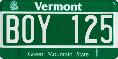 VT license plate BOY125