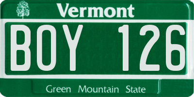 VT license plate BOY126