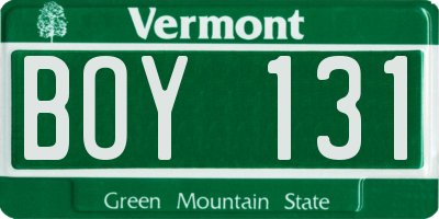 VT license plate BOY131
