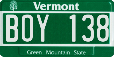 VT license plate BOY138