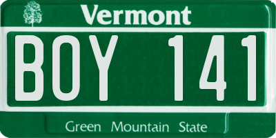 VT license plate BOY141