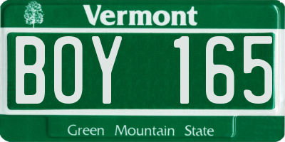 VT license plate BOY165