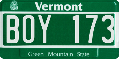 VT license plate BOY173