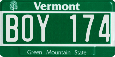 VT license plate BOY174