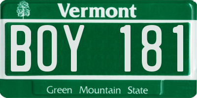 VT license plate BOY181