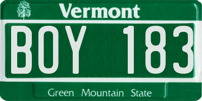 VT license plate BOY183