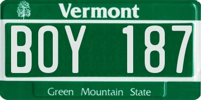 VT license plate BOY187