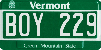 VT license plate BOY229