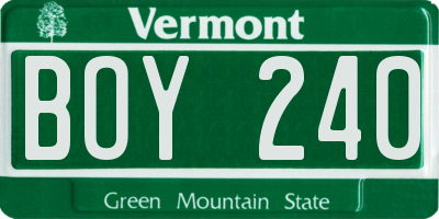 VT license plate BOY240