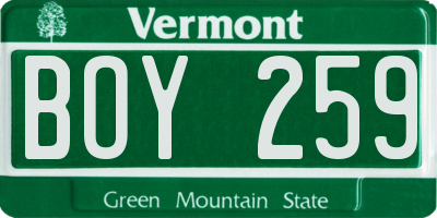 VT license plate BOY259