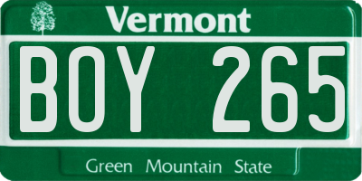 VT license plate BOY265