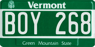 VT license plate BOY268