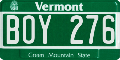 VT license plate BOY276