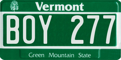VT license plate BOY277