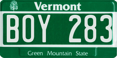 VT license plate BOY283