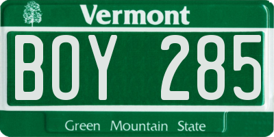 VT license plate BOY285
