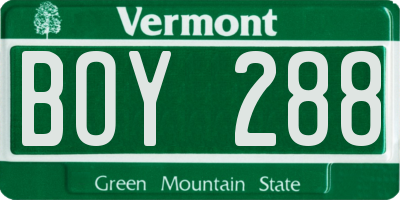 VT license plate BOY288