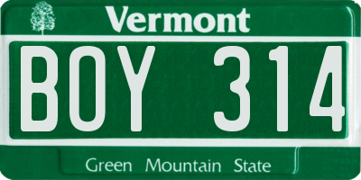 VT license plate BOY314
