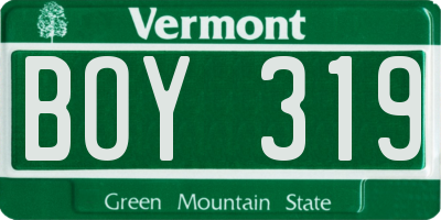 VT license plate BOY319