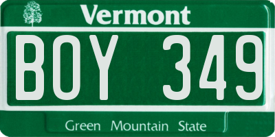 VT license plate BOY349