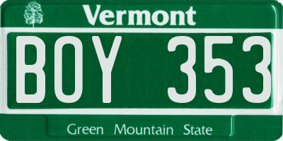 VT license plate BOY353