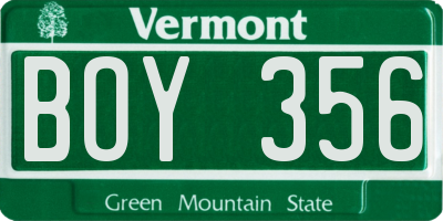 VT license plate BOY356