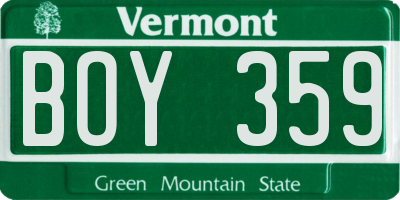 VT license plate BOY359
