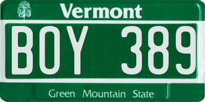 VT license plate BOY389