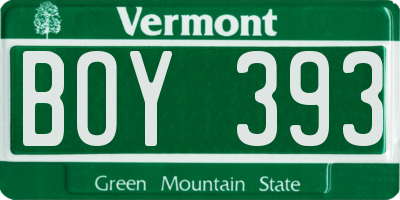 VT license plate BOY393