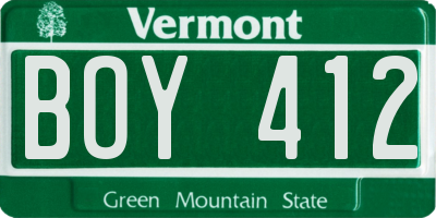 VT license plate BOY412