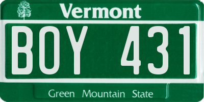 VT license plate BOY431