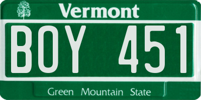 VT license plate BOY451