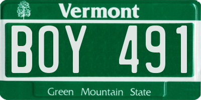 VT license plate BOY491
