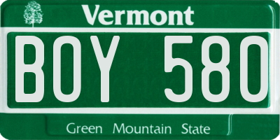 VT license plate BOY580