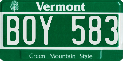 VT license plate BOY583