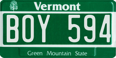 VT license plate BOY594