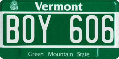 VT license plate BOY606