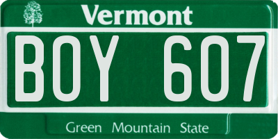 VT license plate BOY607