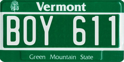 VT license plate BOY611