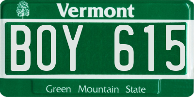 VT license plate BOY615